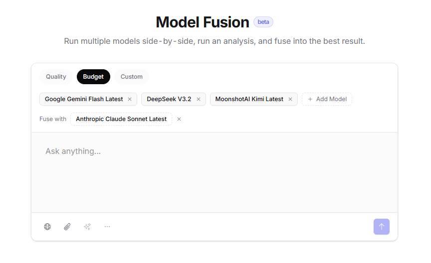 Screenshot aus Model Fusion von OpenRouter zeigt wie du ein KI-Komitee erstellen kannst.